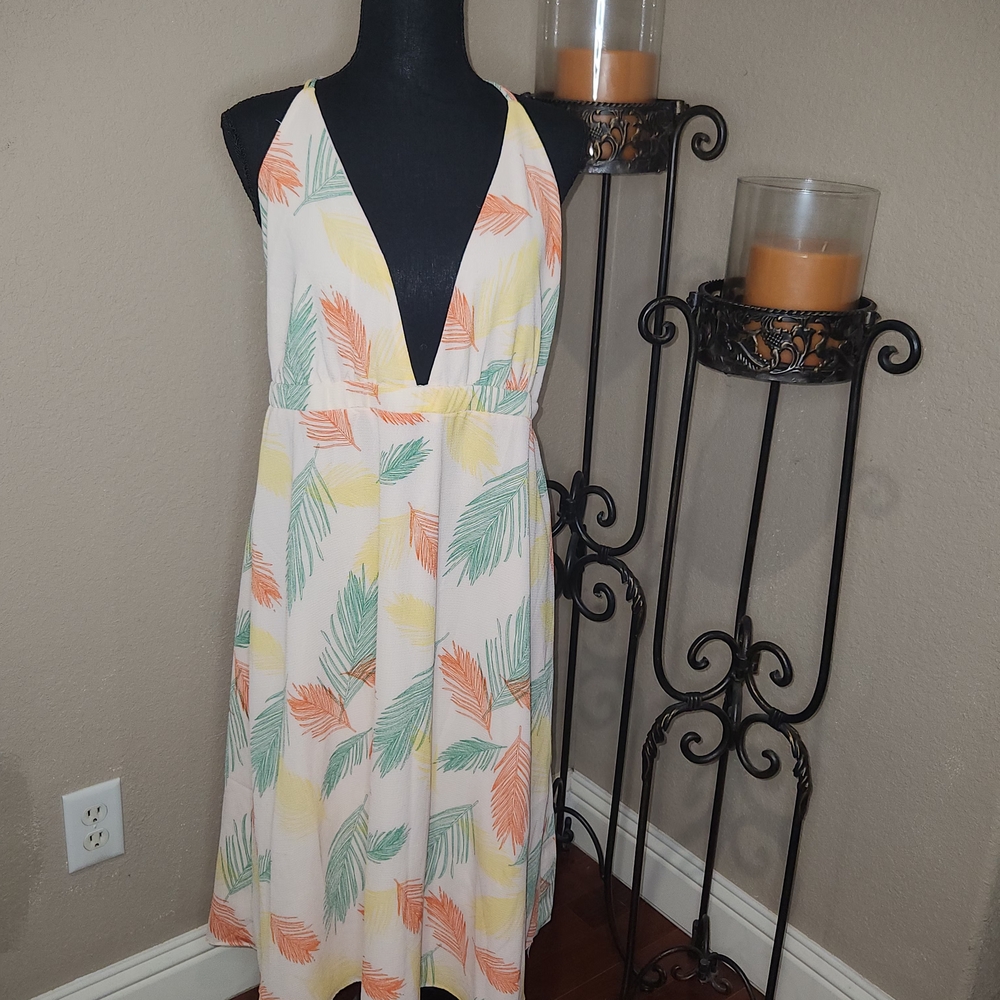 Essue Pink and Green Halter Sundress Resort‎ Wear